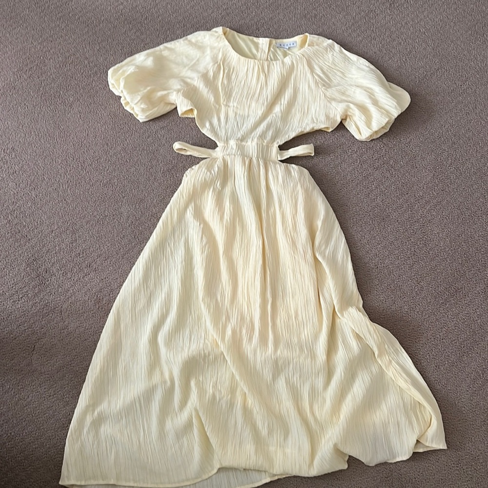 Yellow cut out midi dress